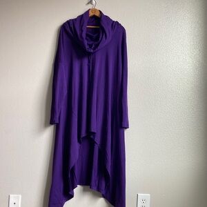 Roaman's Cowl Neck Hi-Low Asymmetric Whimsigoth Tunic Purple Top sz 18/20 L